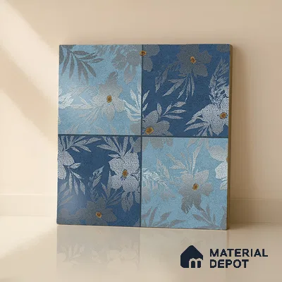 Floral Wall Tile TL 07250 C Plana 8010 GLM (Silver) 1 ft x 1 ft Ceramic Matte Finish - 9 mm  | 2 mm Spacer is Mandatory | Please Expect a Slight Variation of Pattern (Sample)